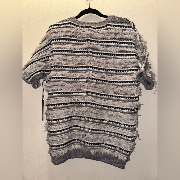 NWT Chaser hi low dolman grey knit woven short sleeve pullover sweater top - Picture 7 of 8